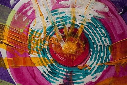 A group of people in art therapy created an expressive piece of art