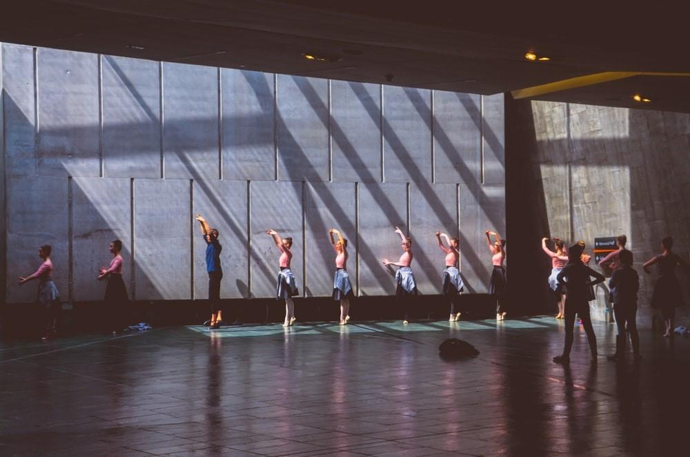 A group of dancers during training at an academy