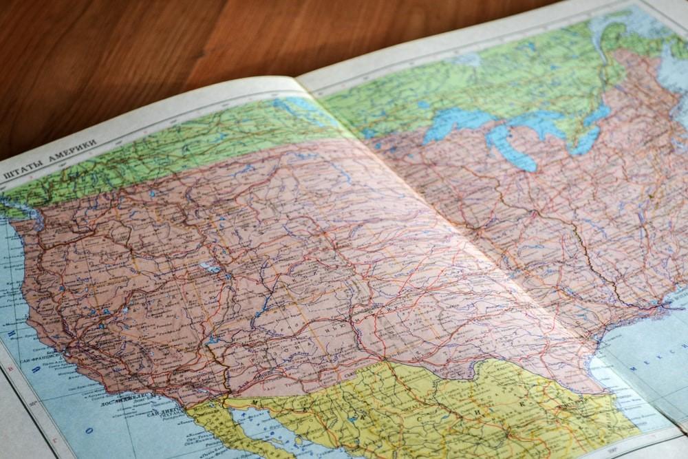 The world map demonstration in a geography book