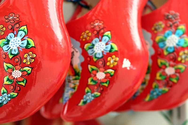 Old clogs and the dutch flag on a bed of leaves
