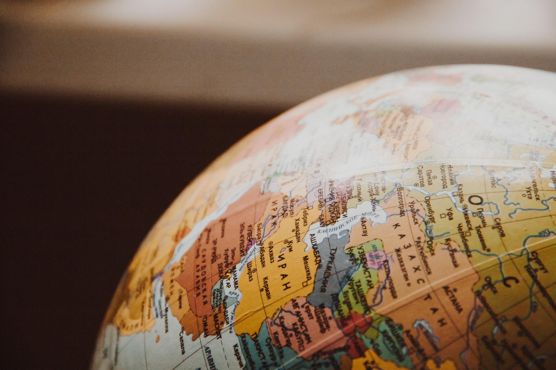 map on a globe