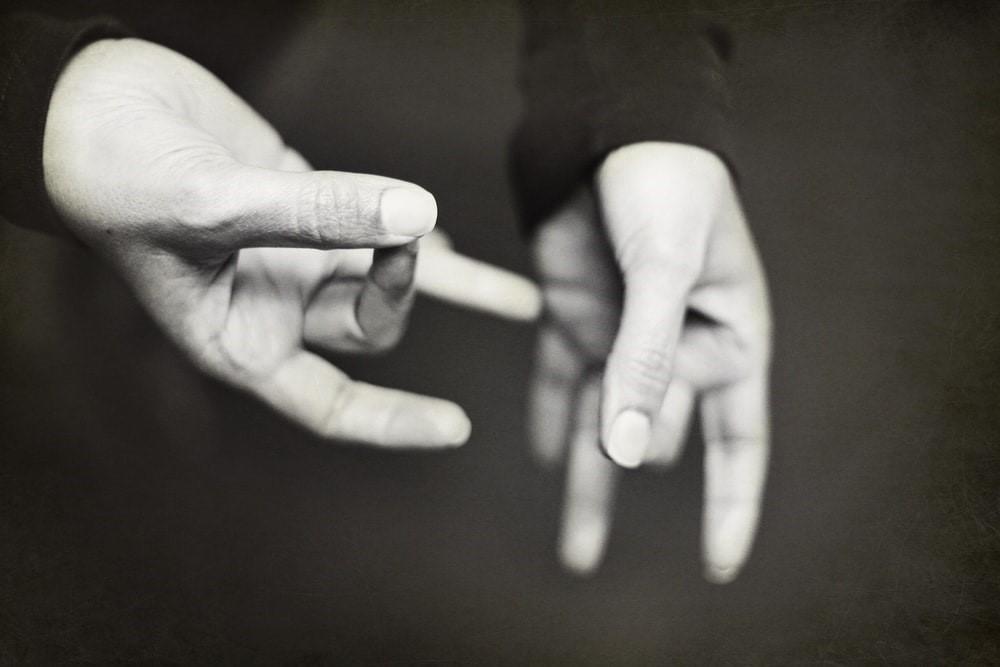 A person using sign language