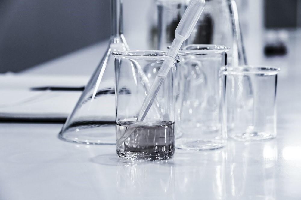 The transparent test tubes and flasks in the chemistry laboratory