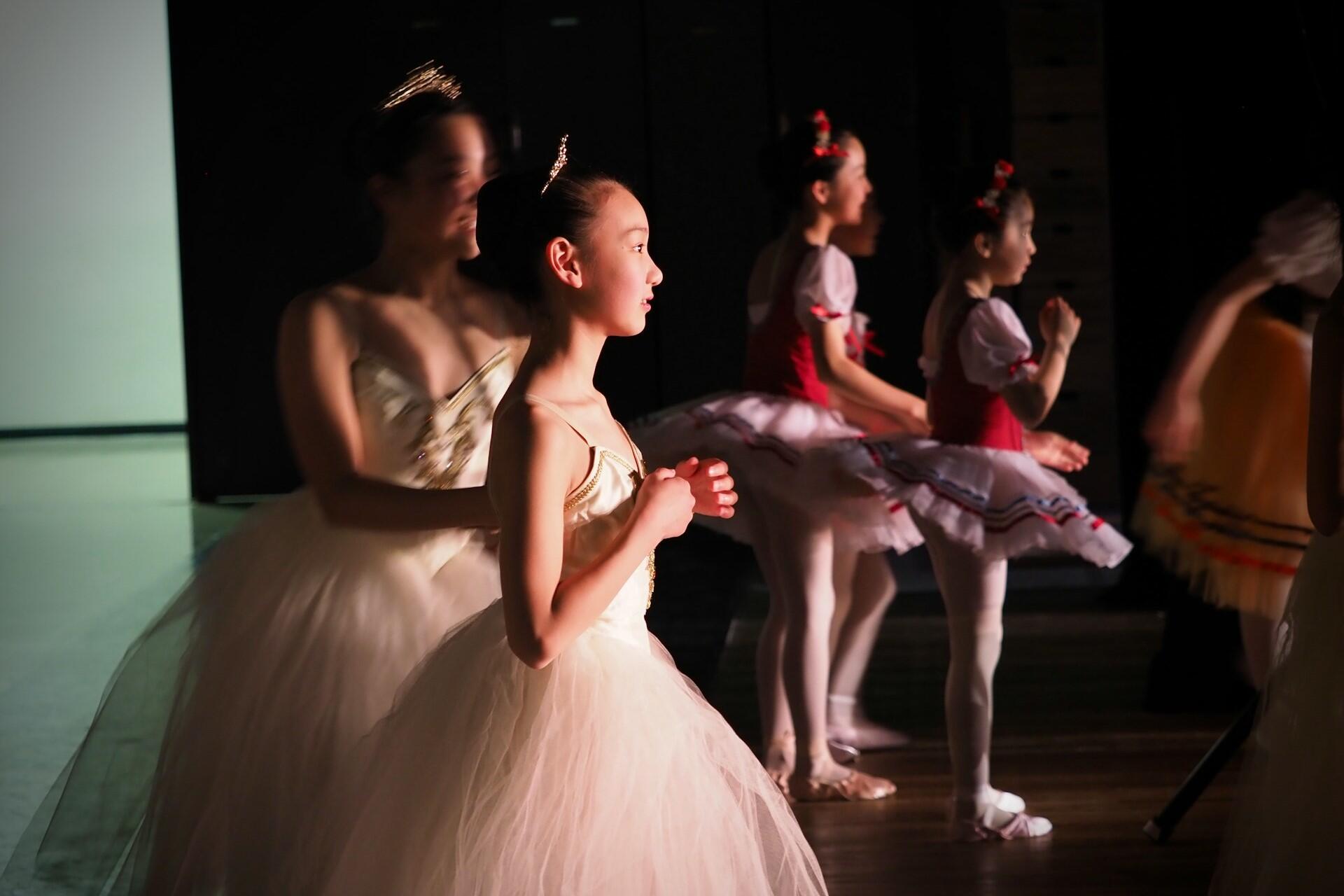 Some young ballet dancers in a performance.