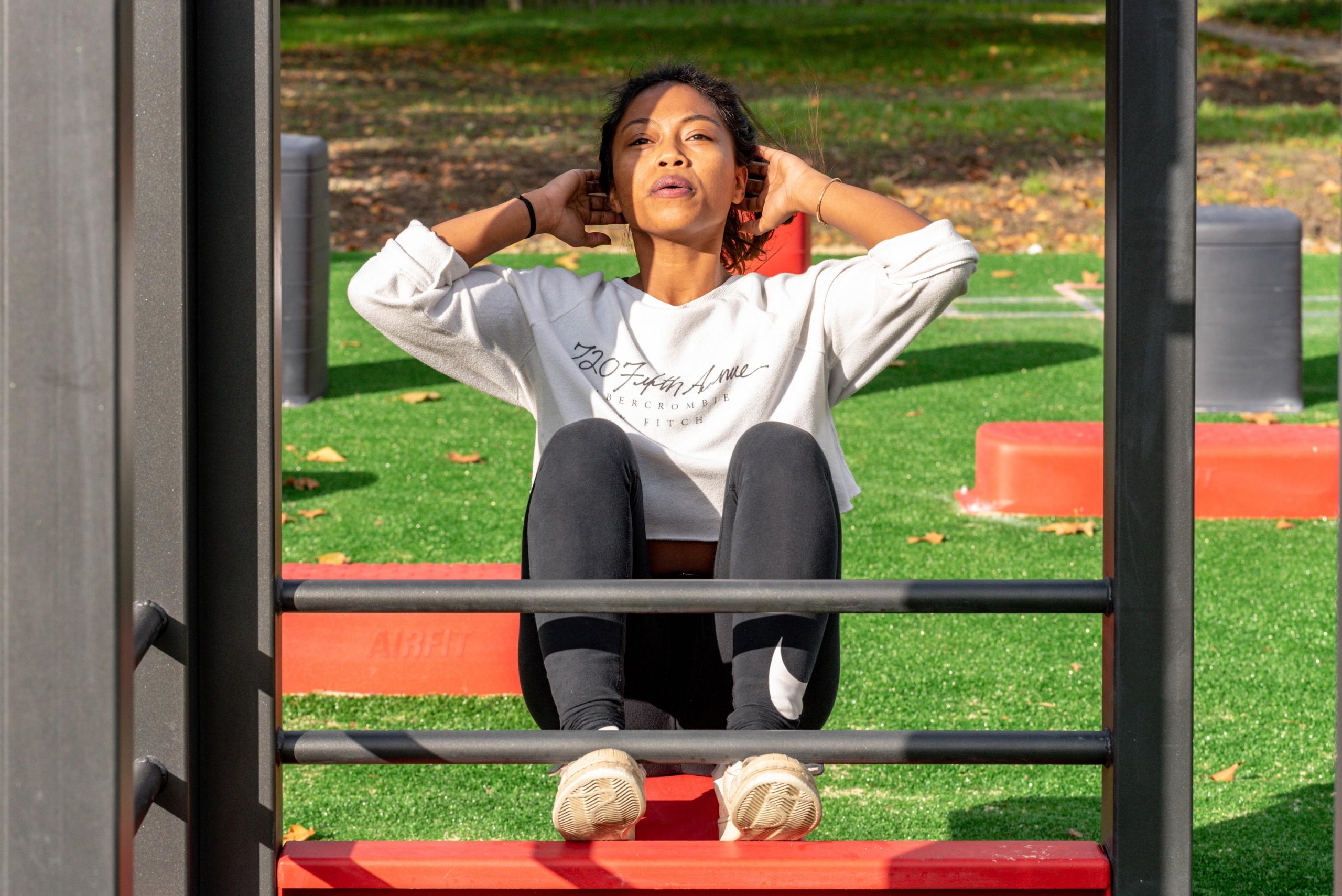 Student working out in the college campus