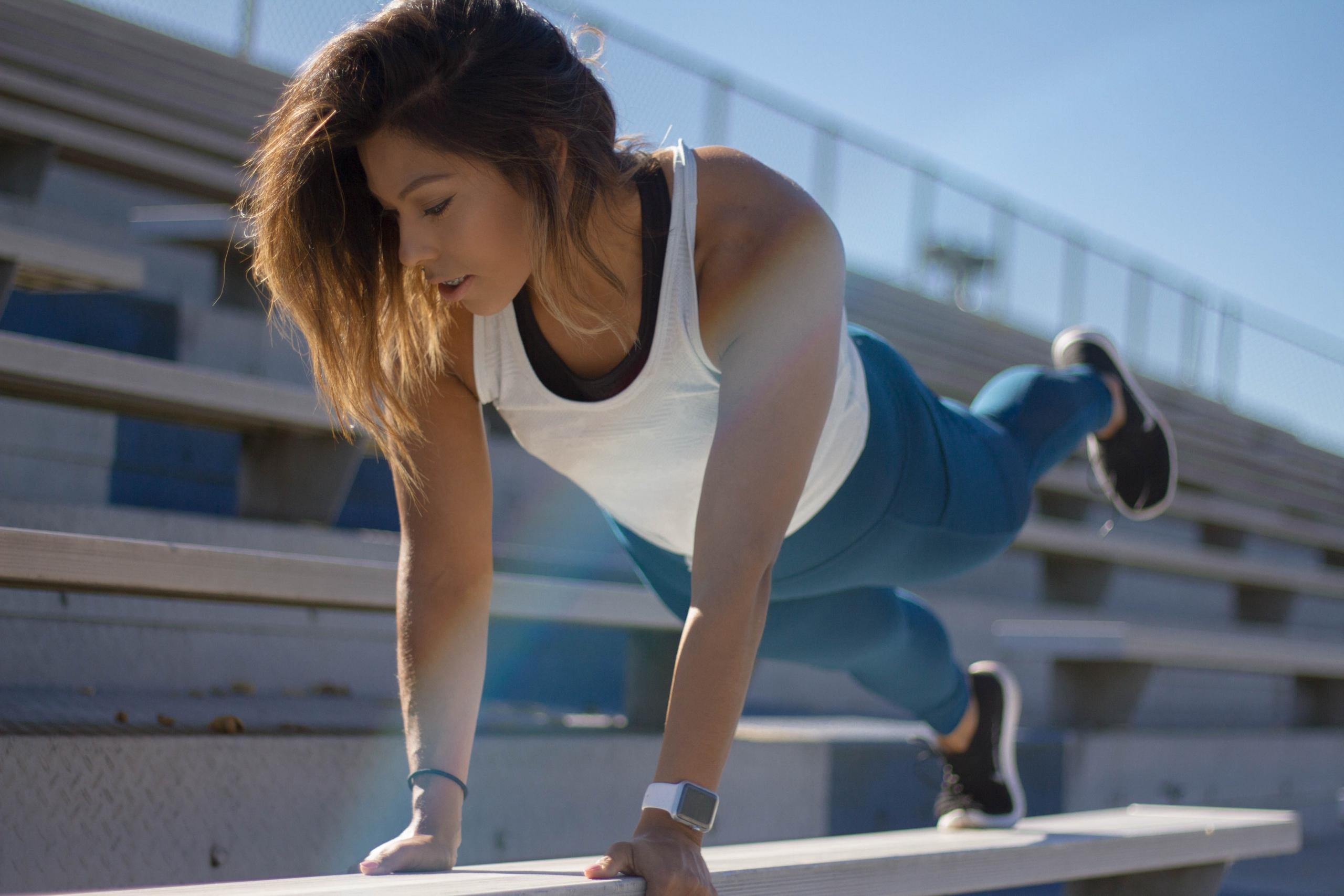College student working out in the campus