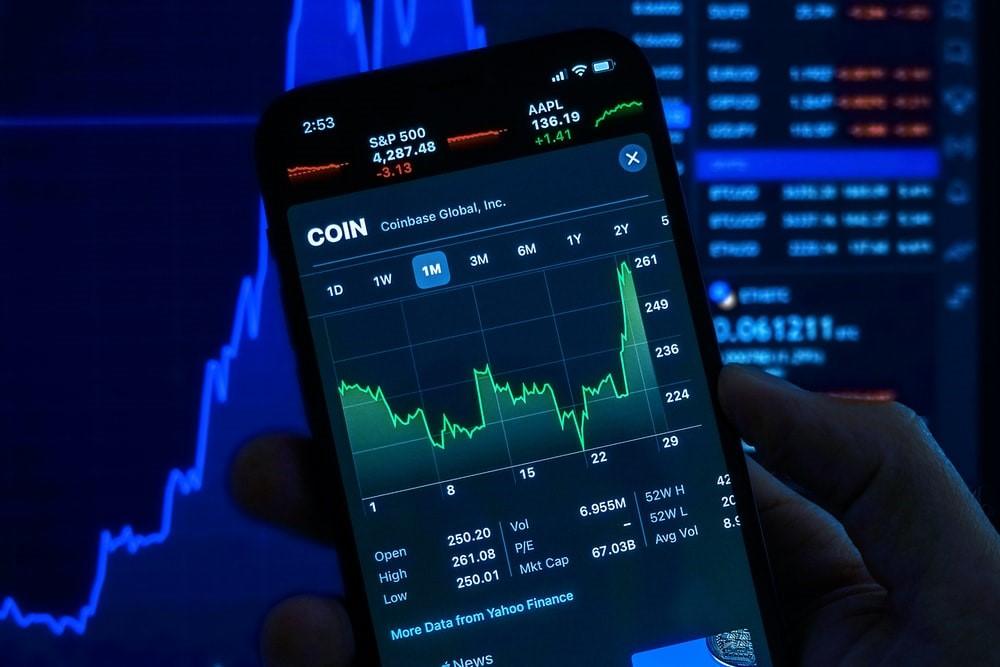 Coinbase app opened on the phone