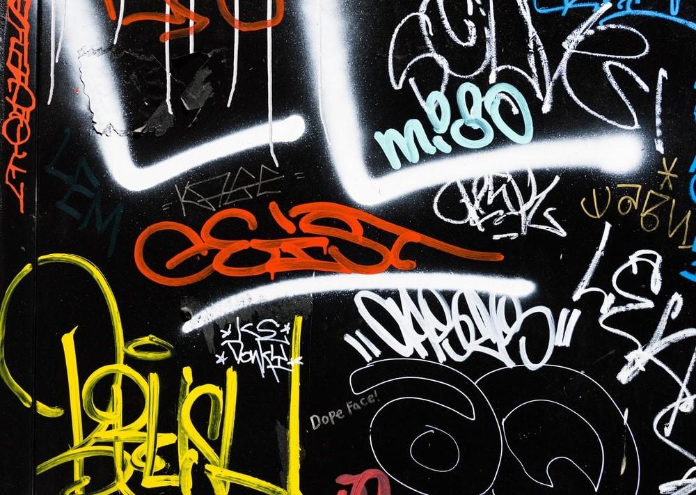 Graffiti on a black wall