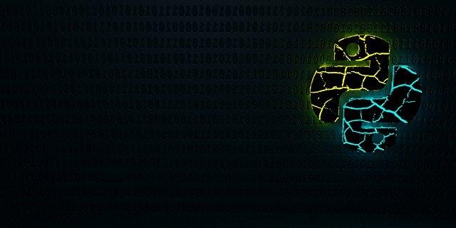 Python logo with a background in coding programs