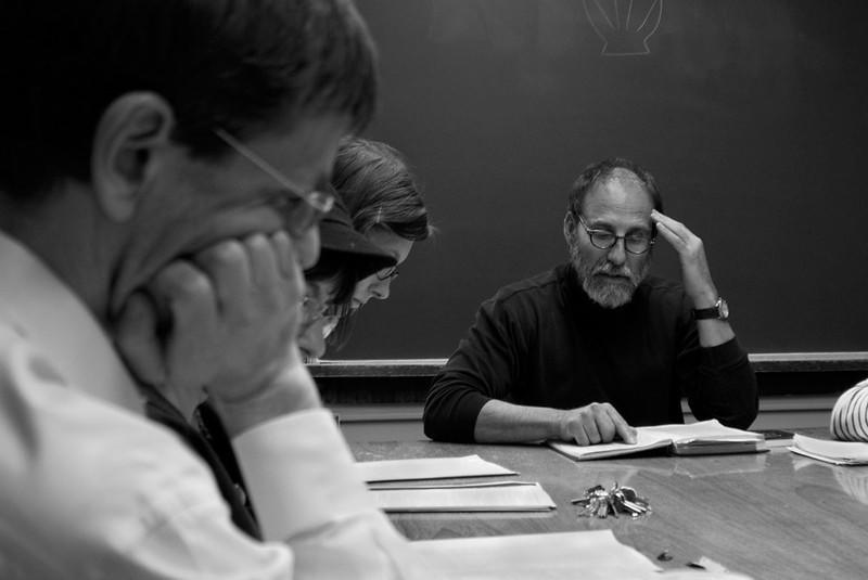 A professor teaching how to speak German