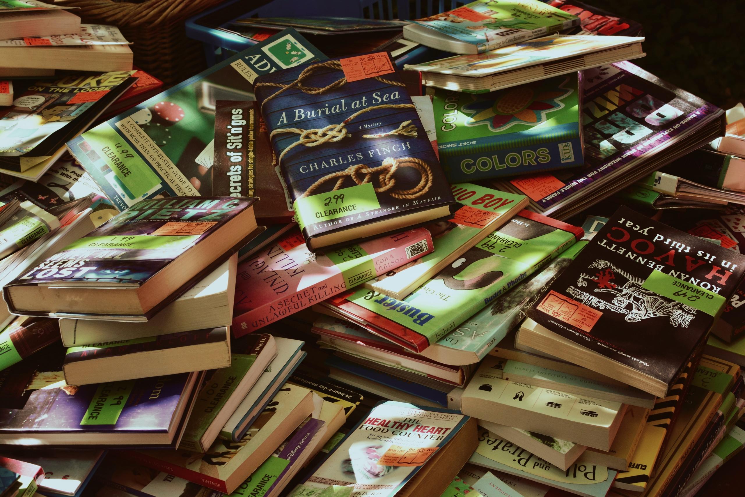 A collection of books in the book store somewhere in a German village