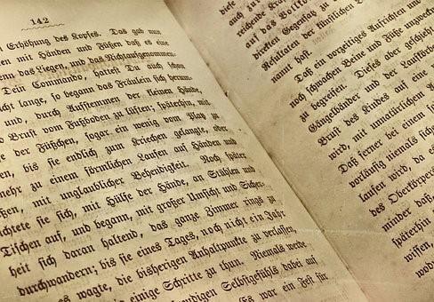 A German book, or a novel, typed in the font "Hancock."