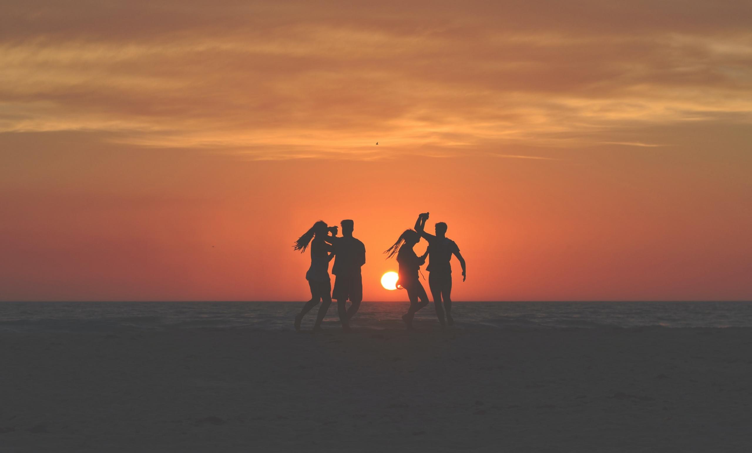 Dancing during sunset
