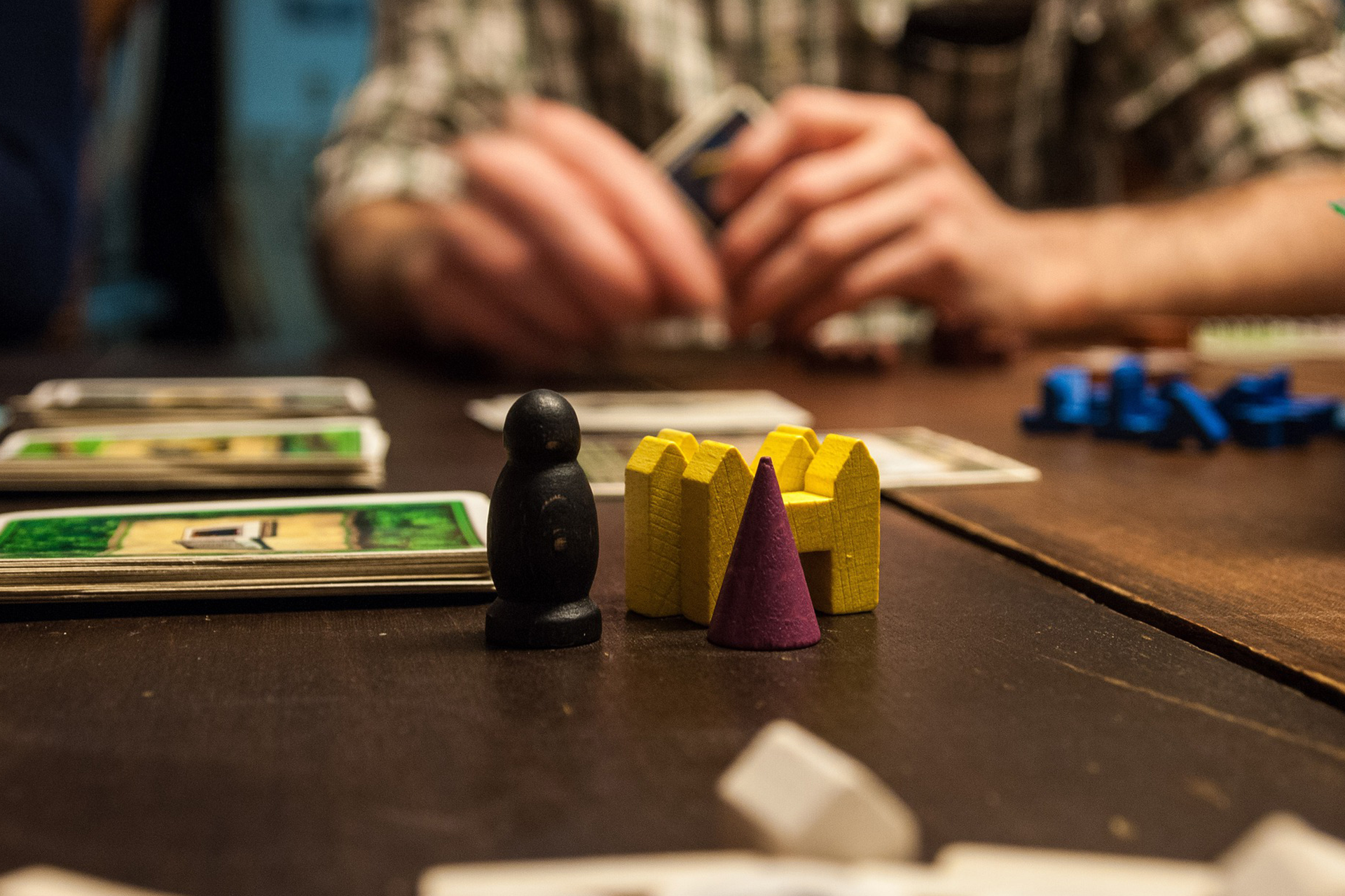 A person playing a card game