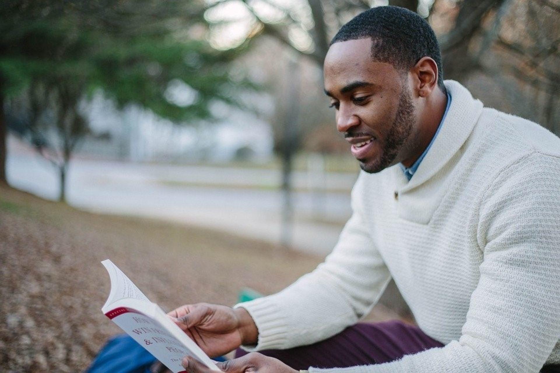 A man enjoying a book.