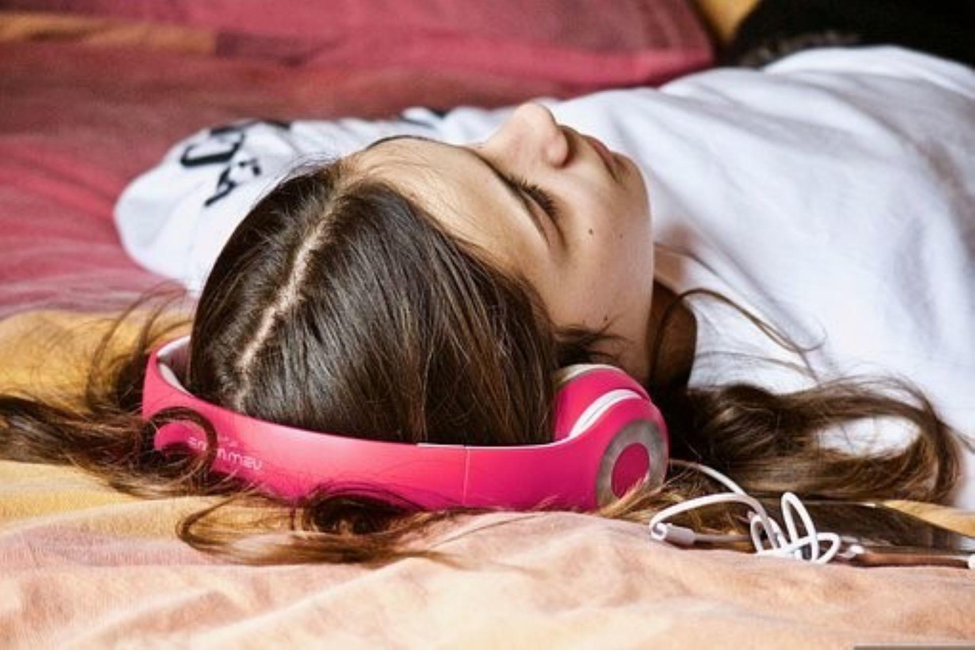 Girl listening to music and relaxing