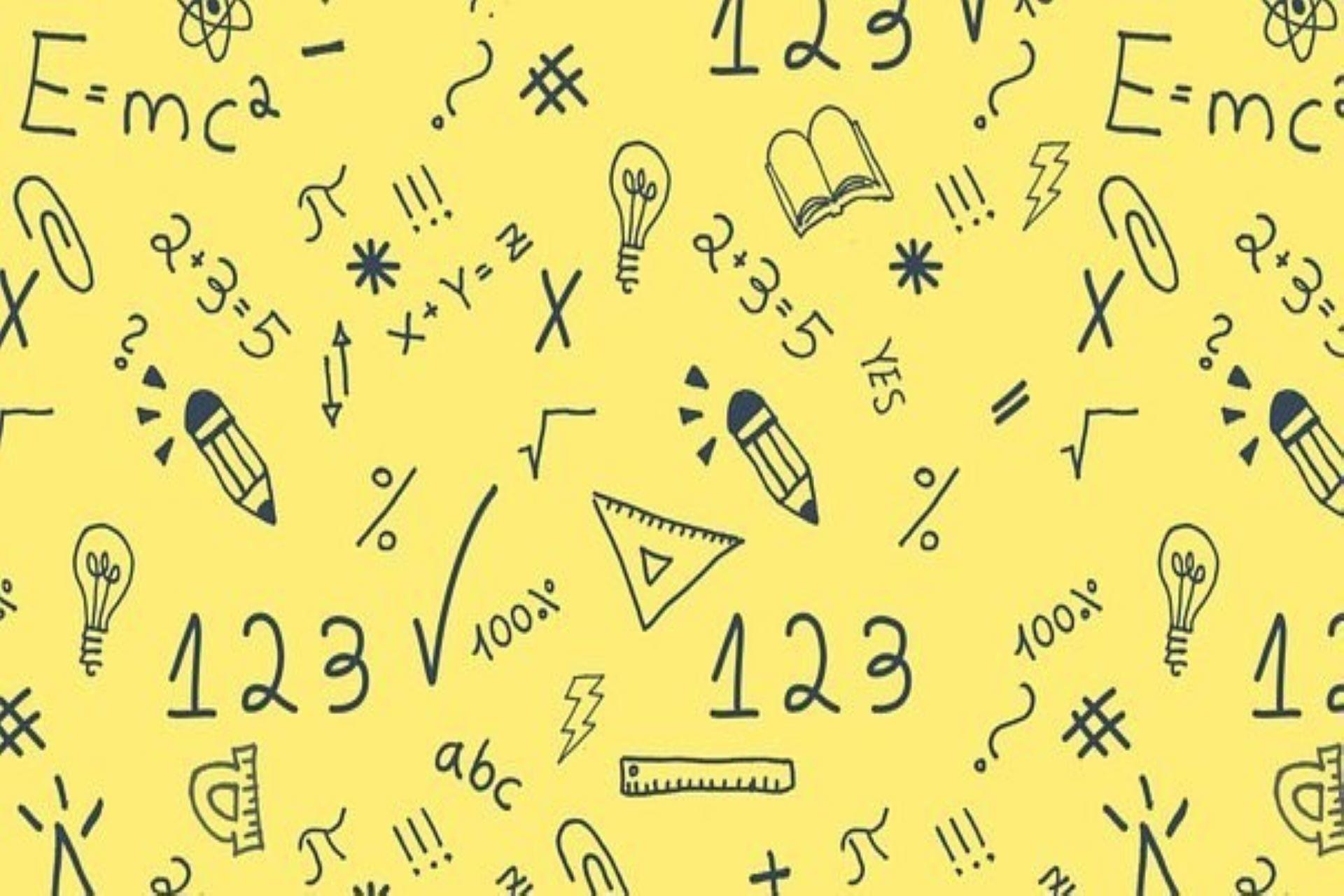 Numbers and symbols on a yellow background.