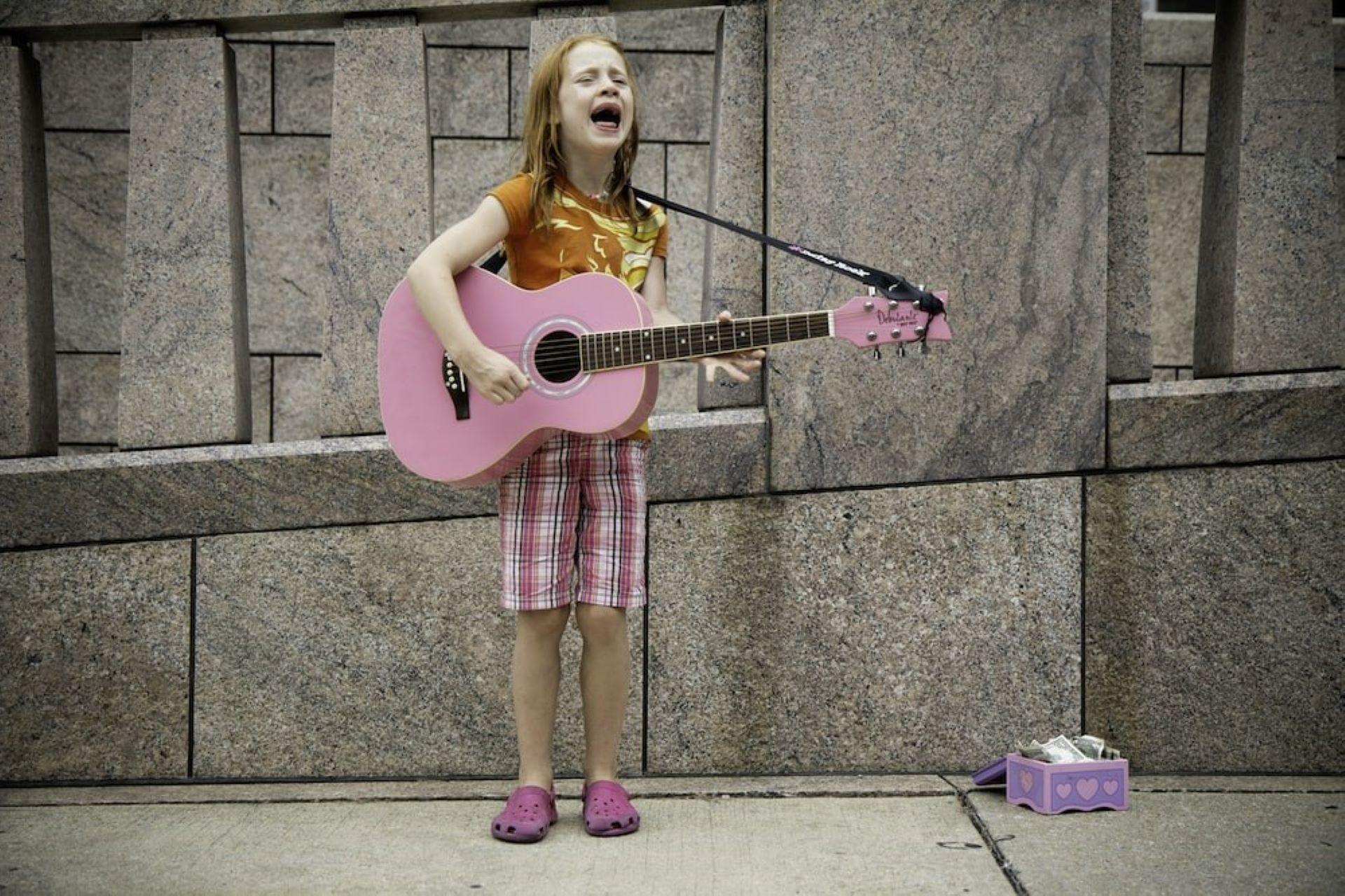 A young girl performing