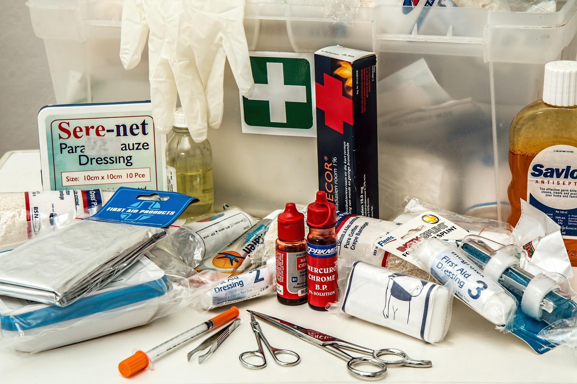 Standard medications and tools found at a pharmacy