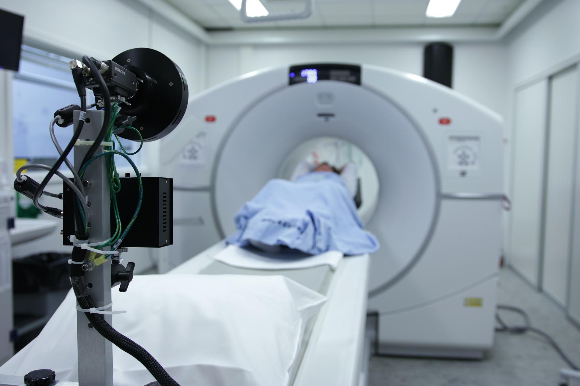 A patient undergoing MRI