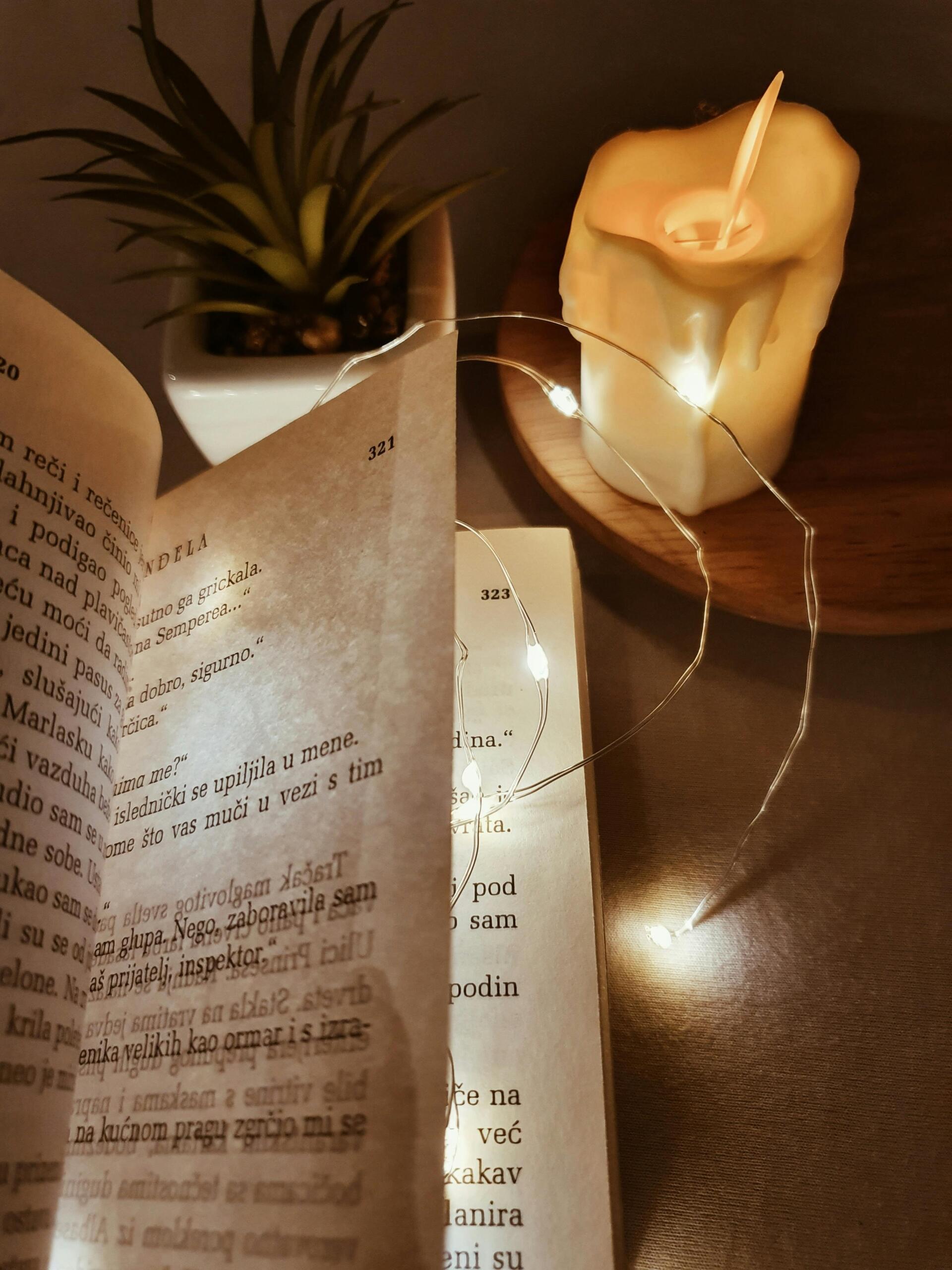 White flowers on an old opened book
