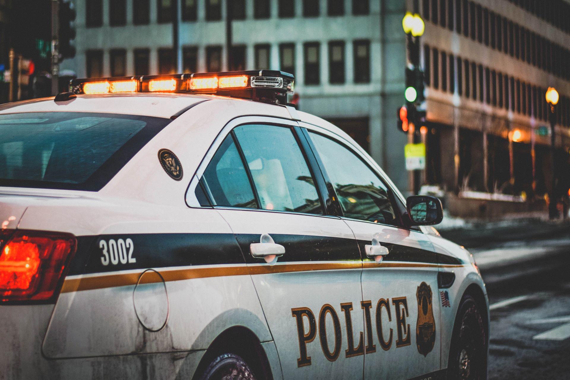 A parked police car