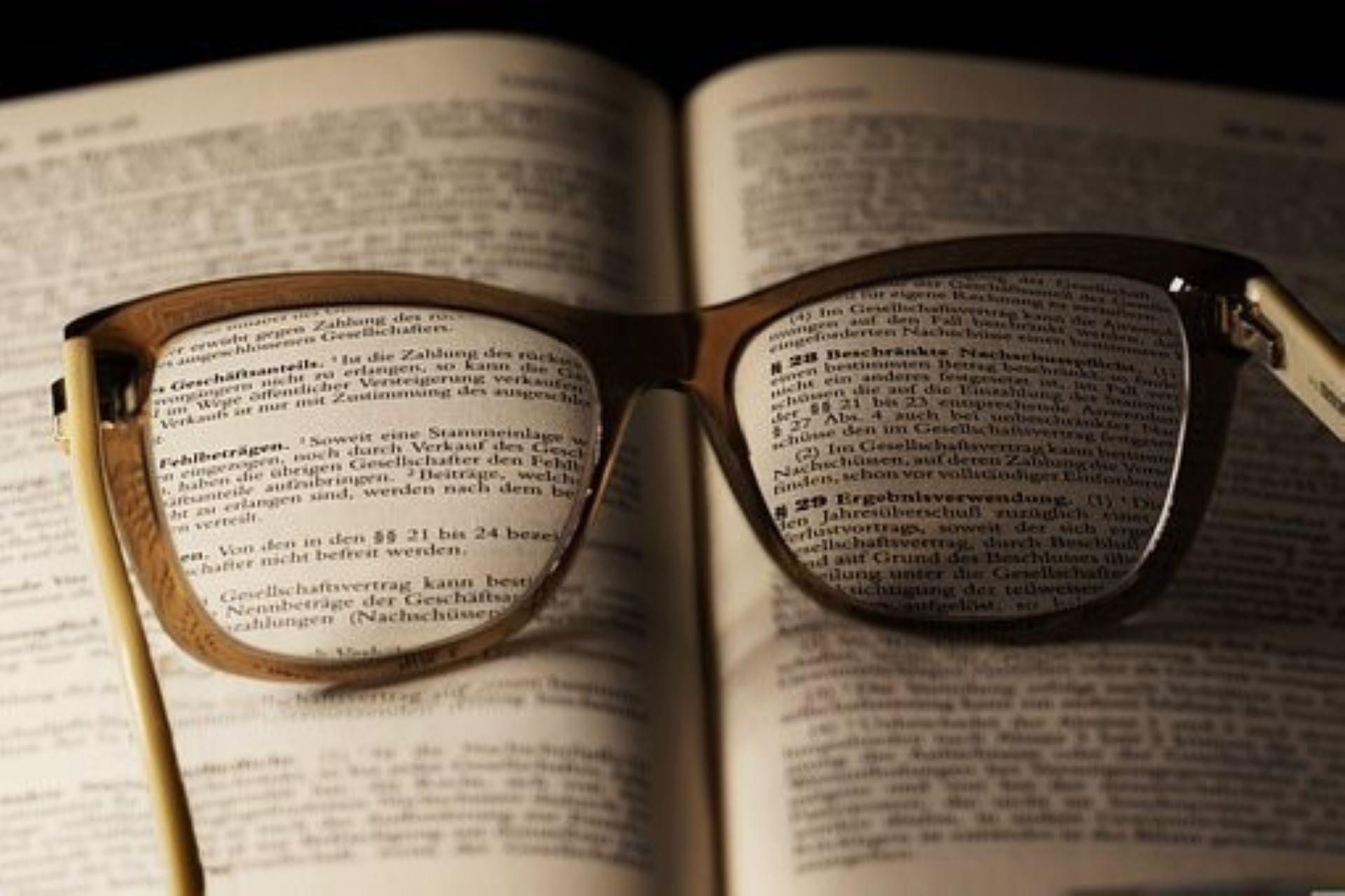 A poem book with spectacles