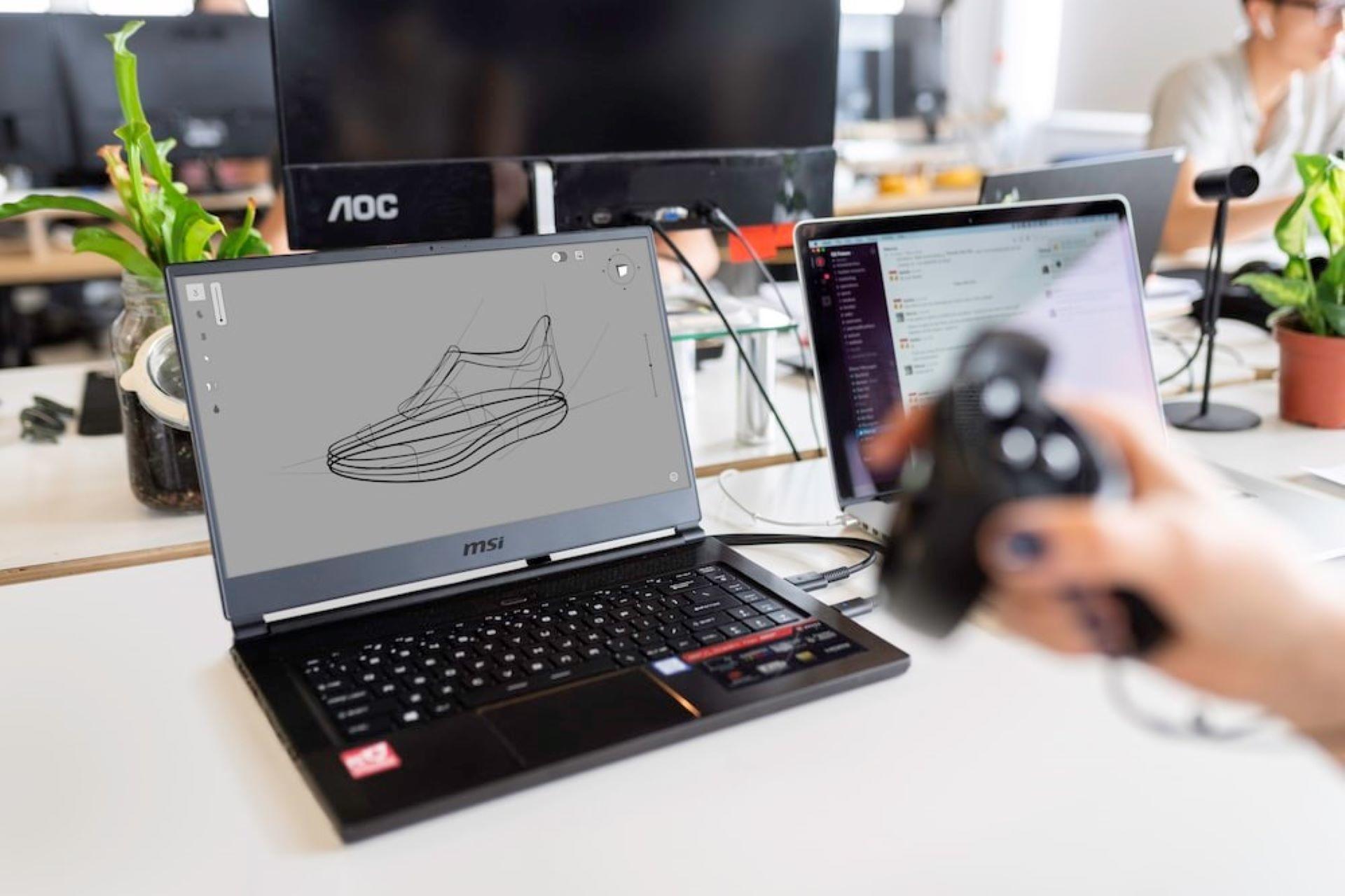 A design engineer testing virtual reality software