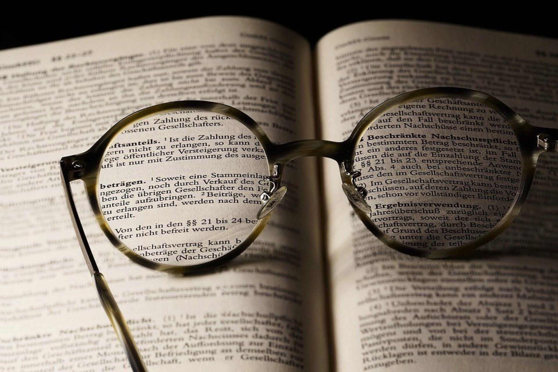 Glasses placed on a book