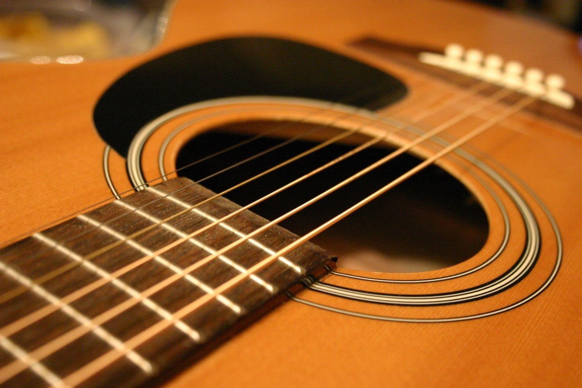 Close-up of a resonator guitar
