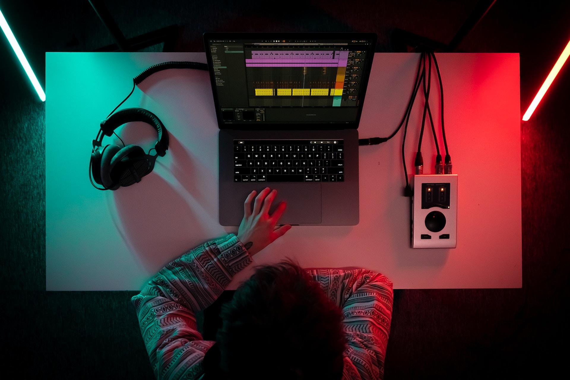 A man studying hip hop production