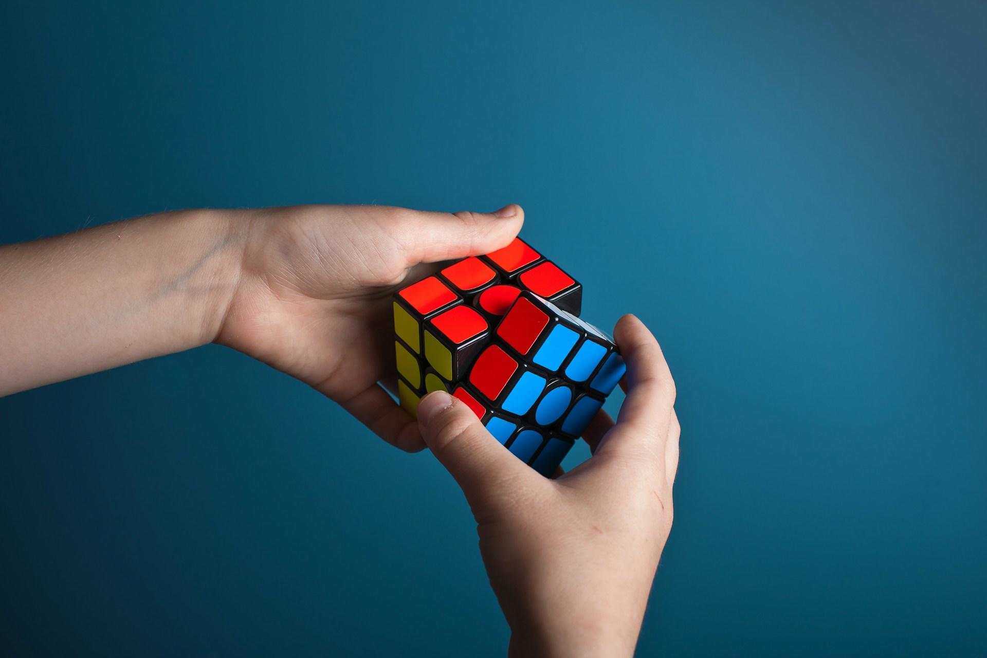 An almost-solved Rubik's Cube.