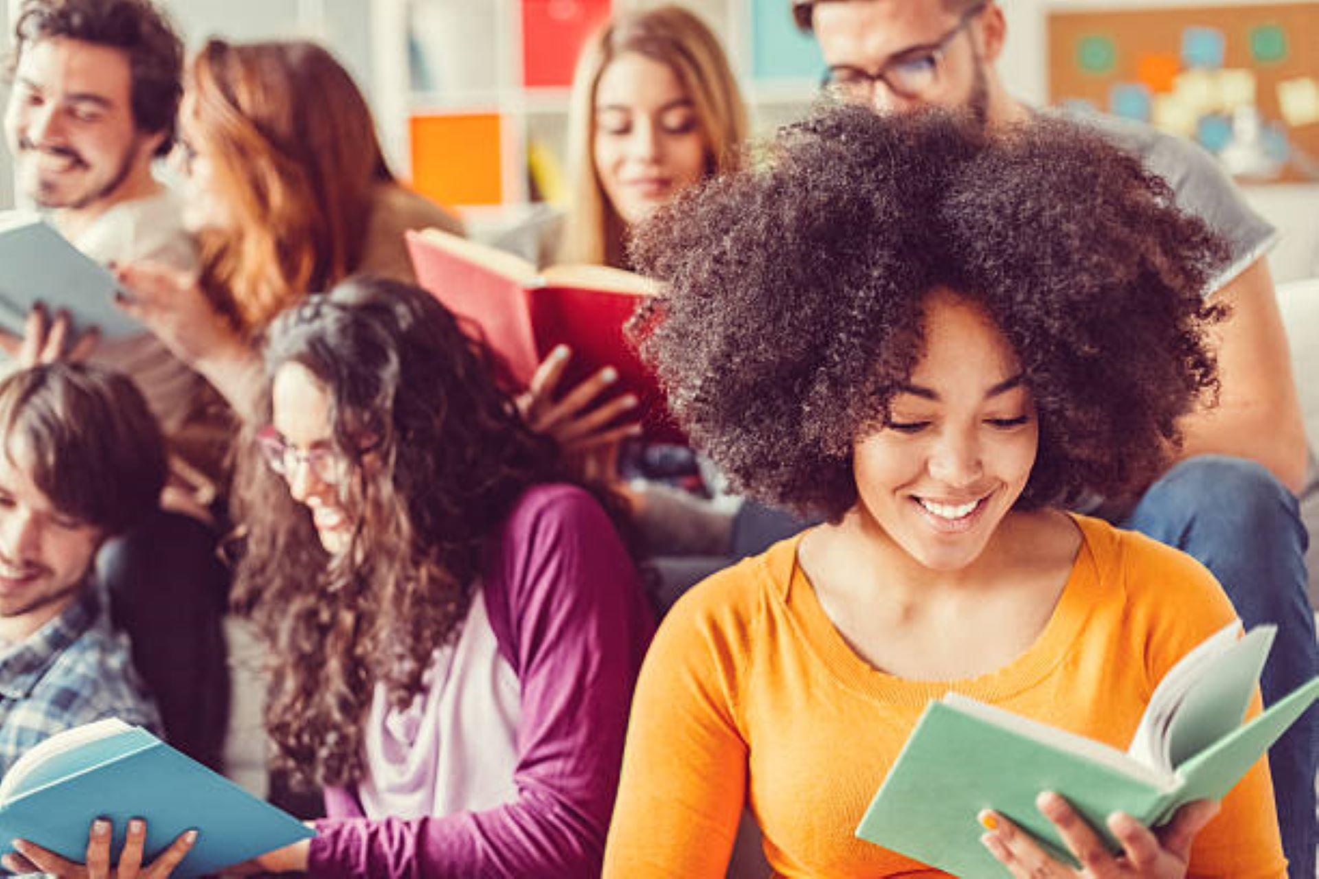 Group of students reading African American books