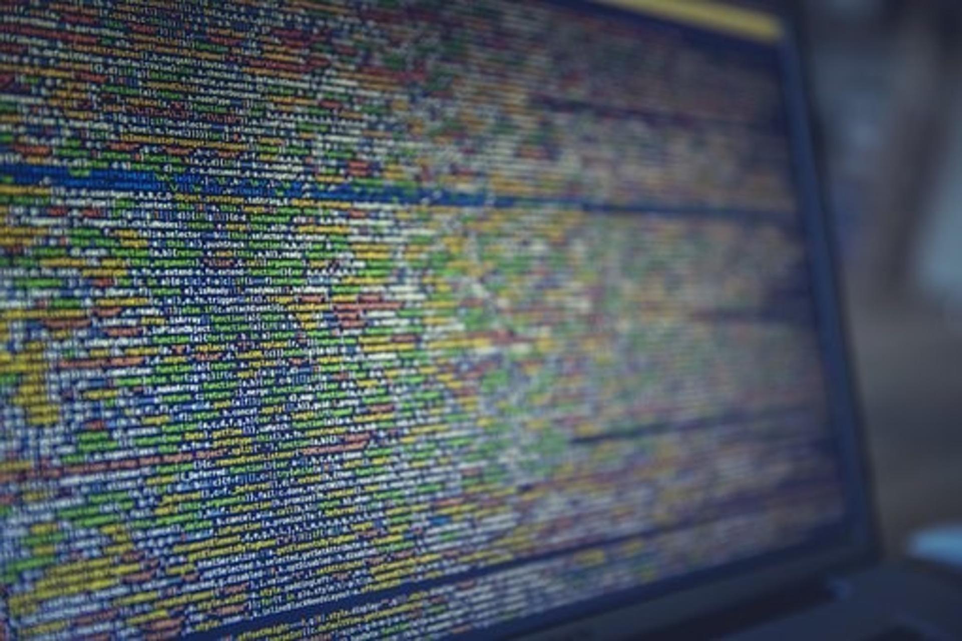 A screen loaded with programming codes.