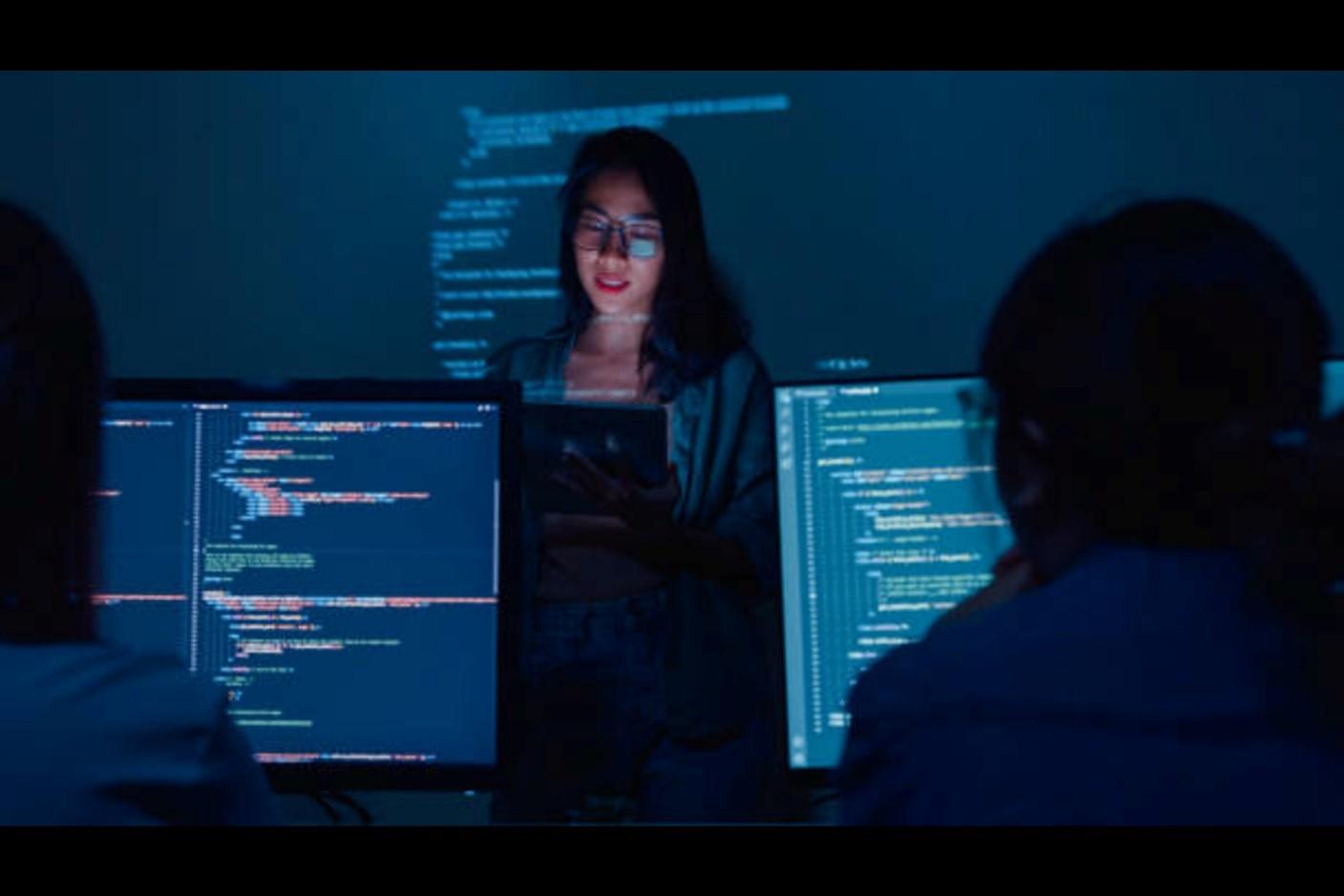 A software developer guiding programmers