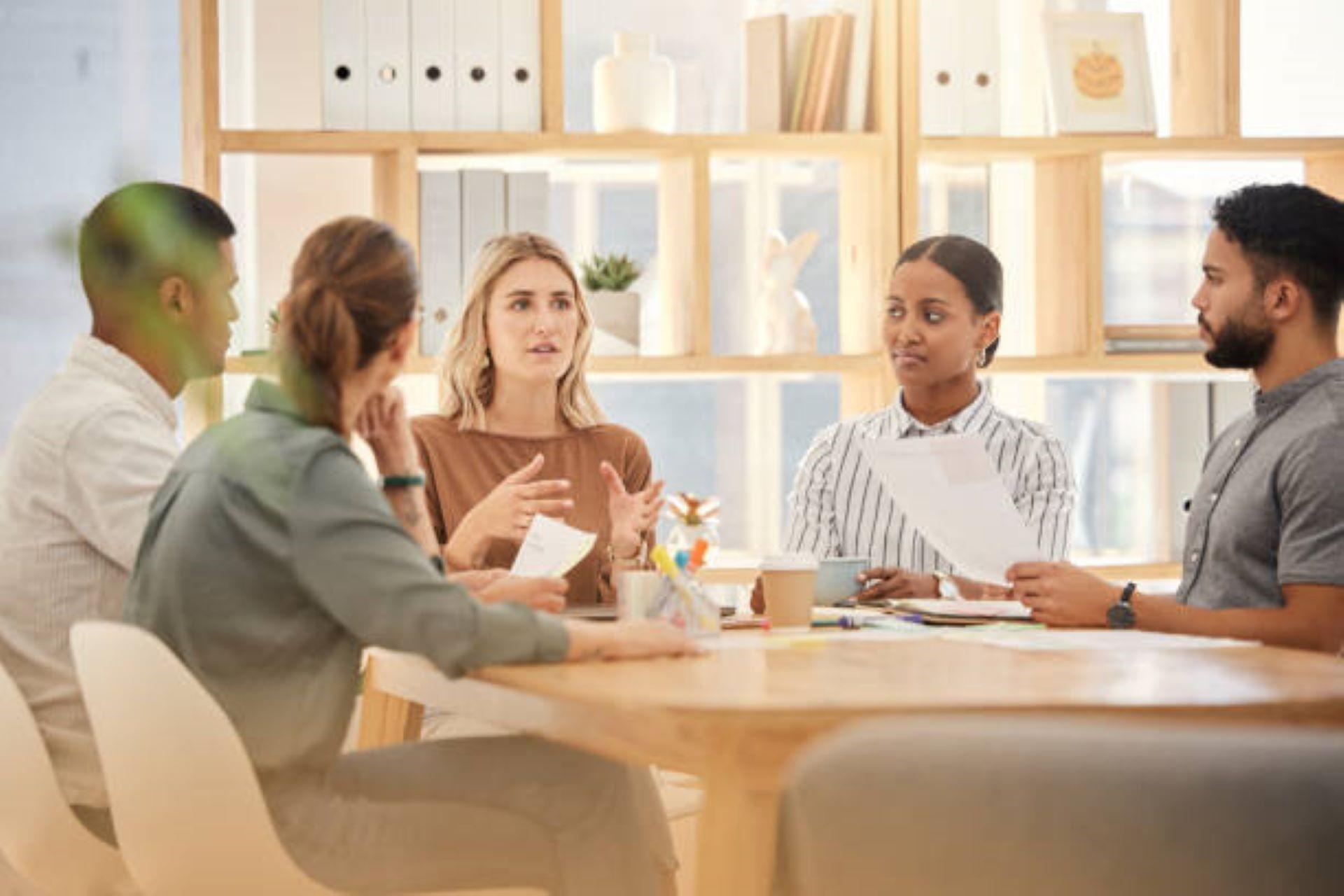 The manager training her team.