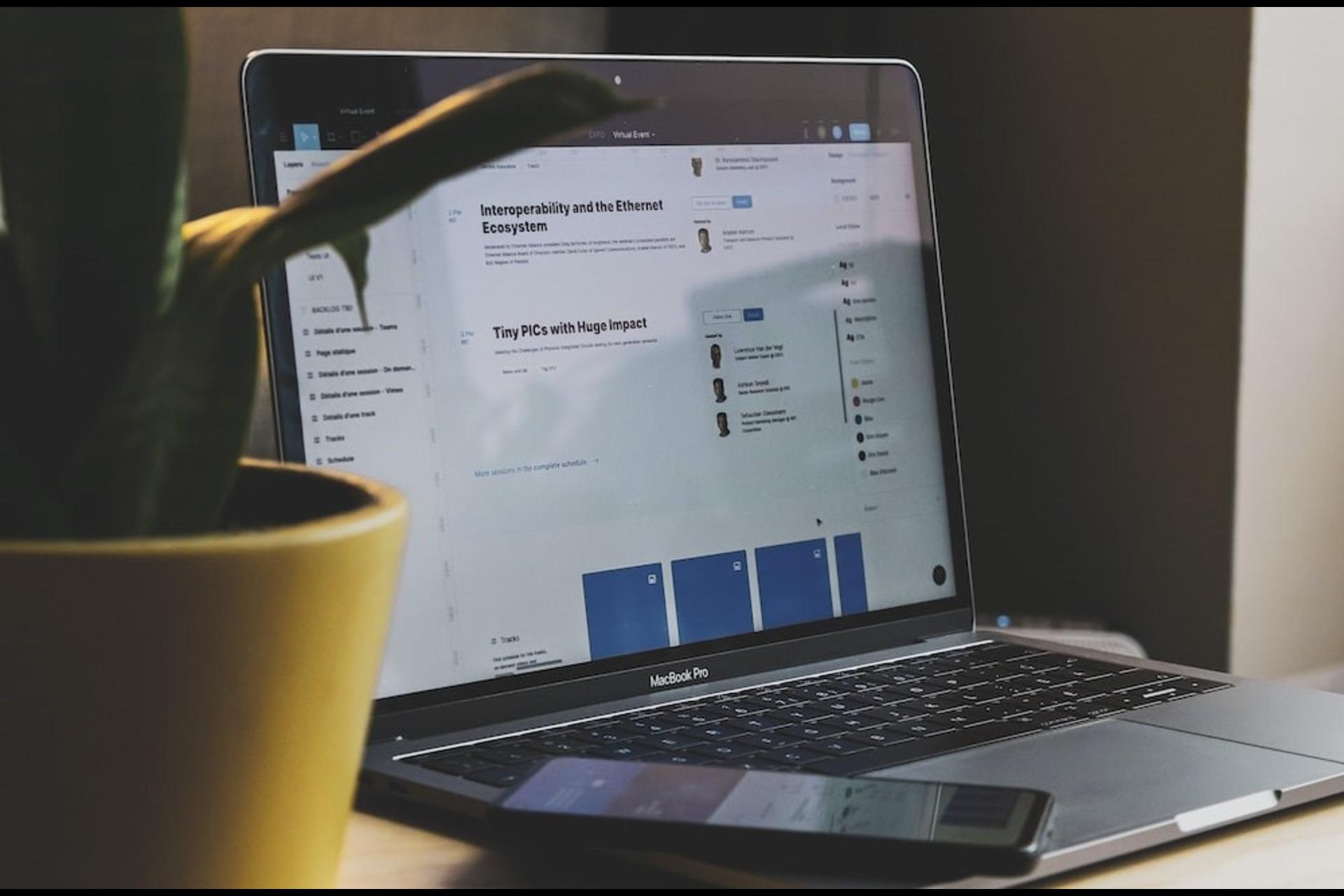 A laptop screen displaying information about cloud computing.