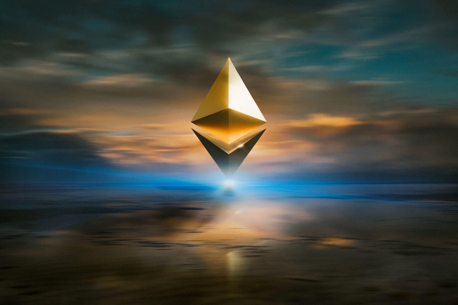 A visualization of the Ethereum logo.