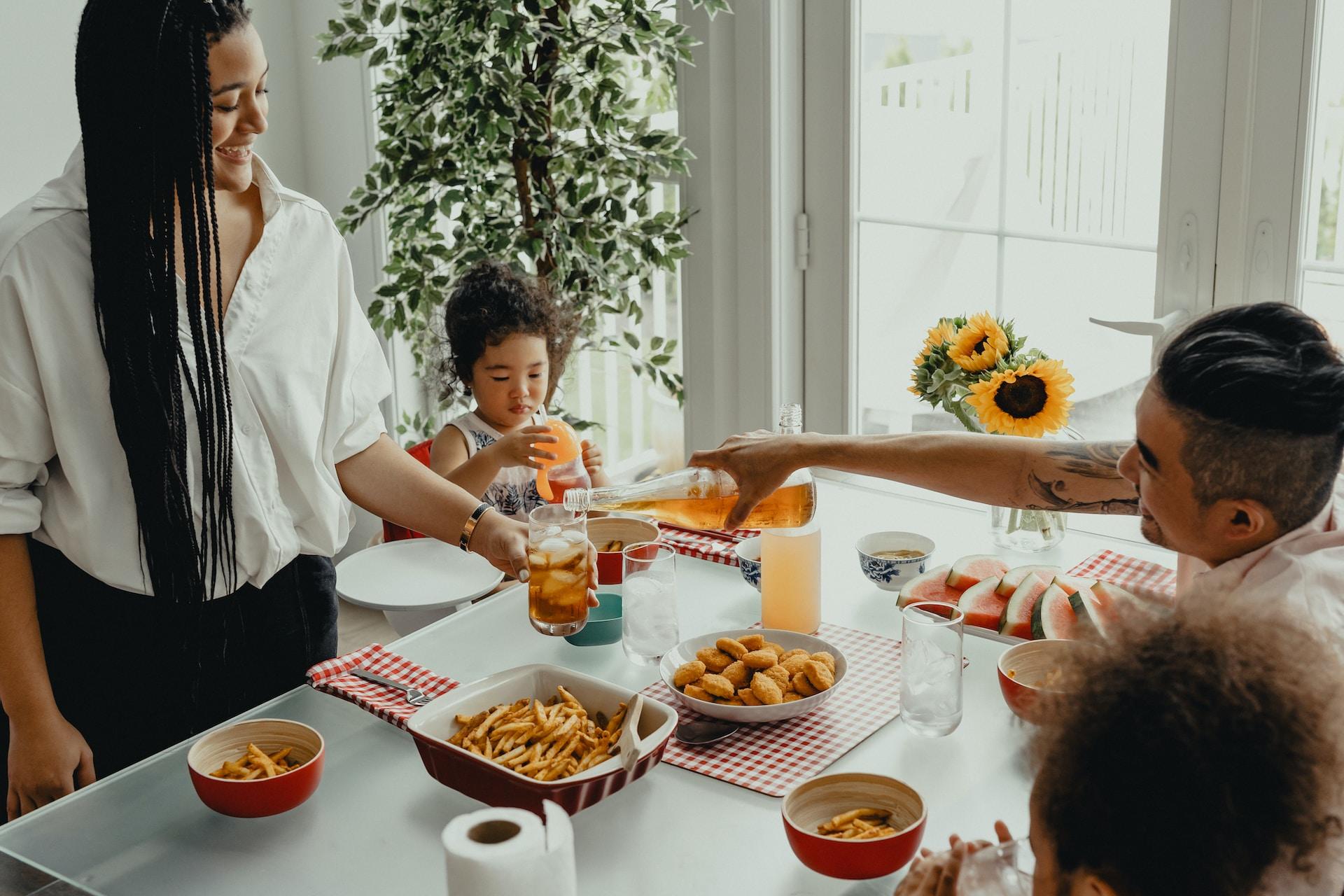 Family having a nice lunch.