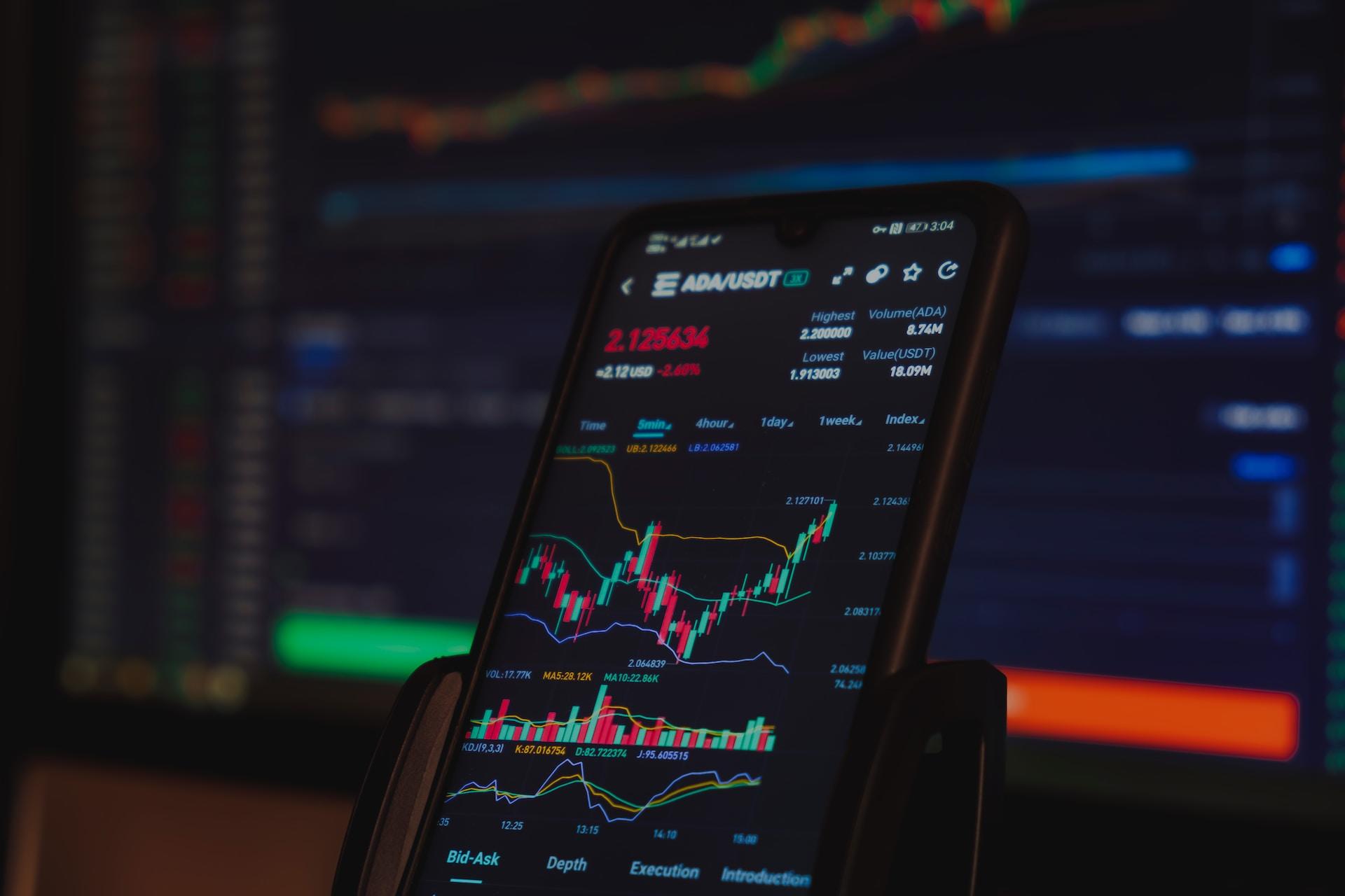A smartphone being used to trady crypto.