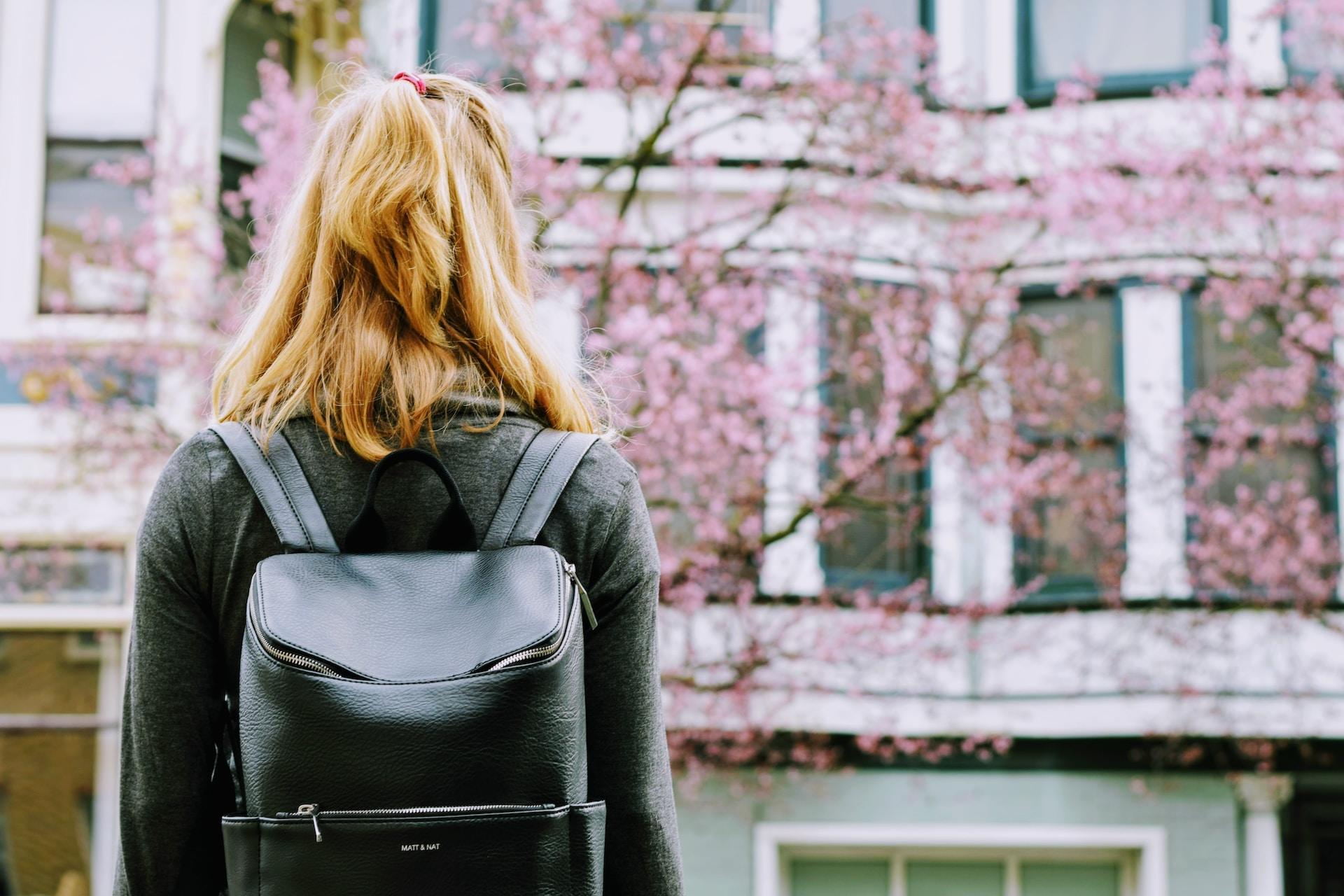 Student on college campus.