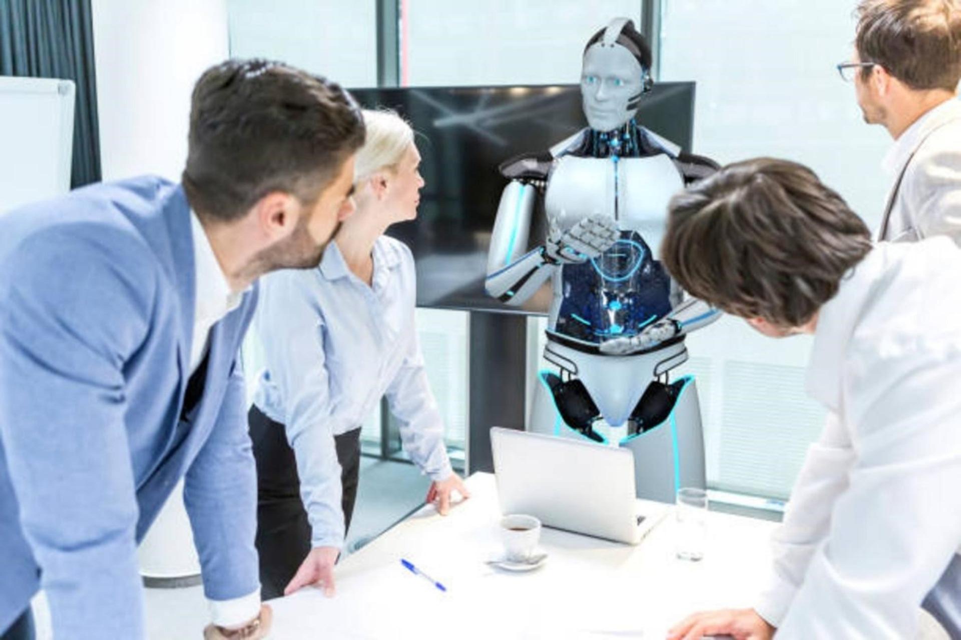 An official discussion with a humanoid robot
