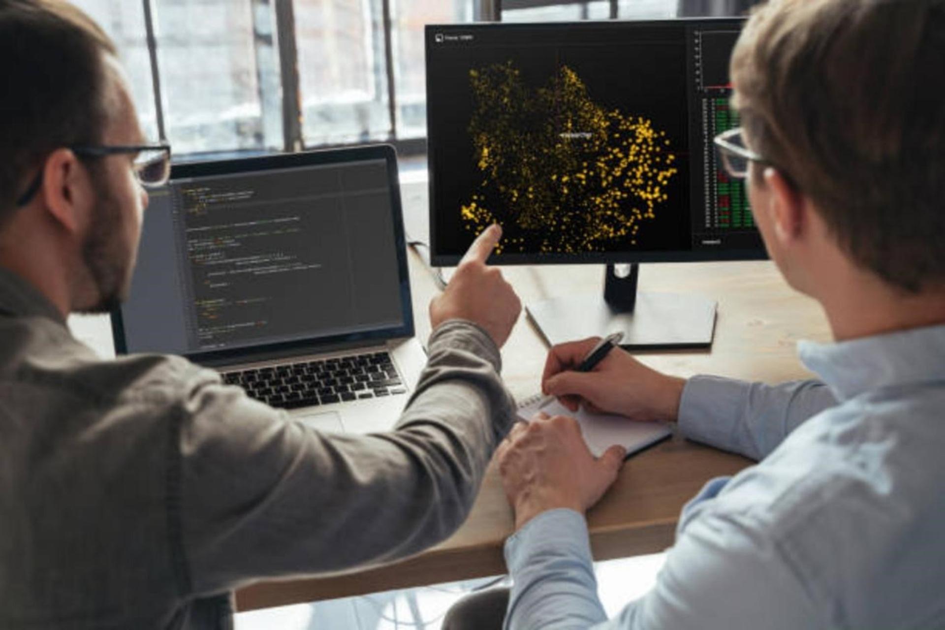 Two data scientists working on a project
