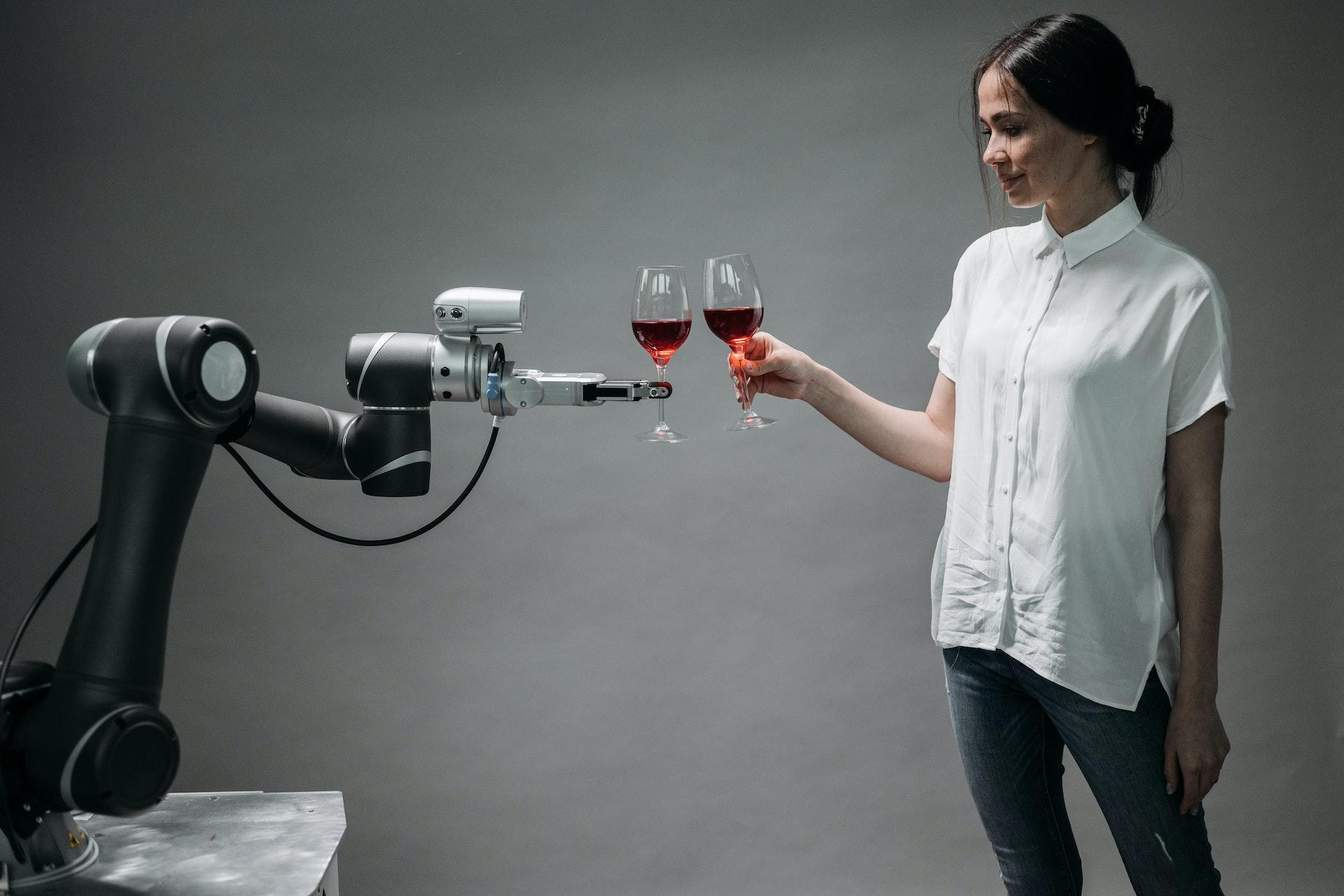 A human interacting with a robot