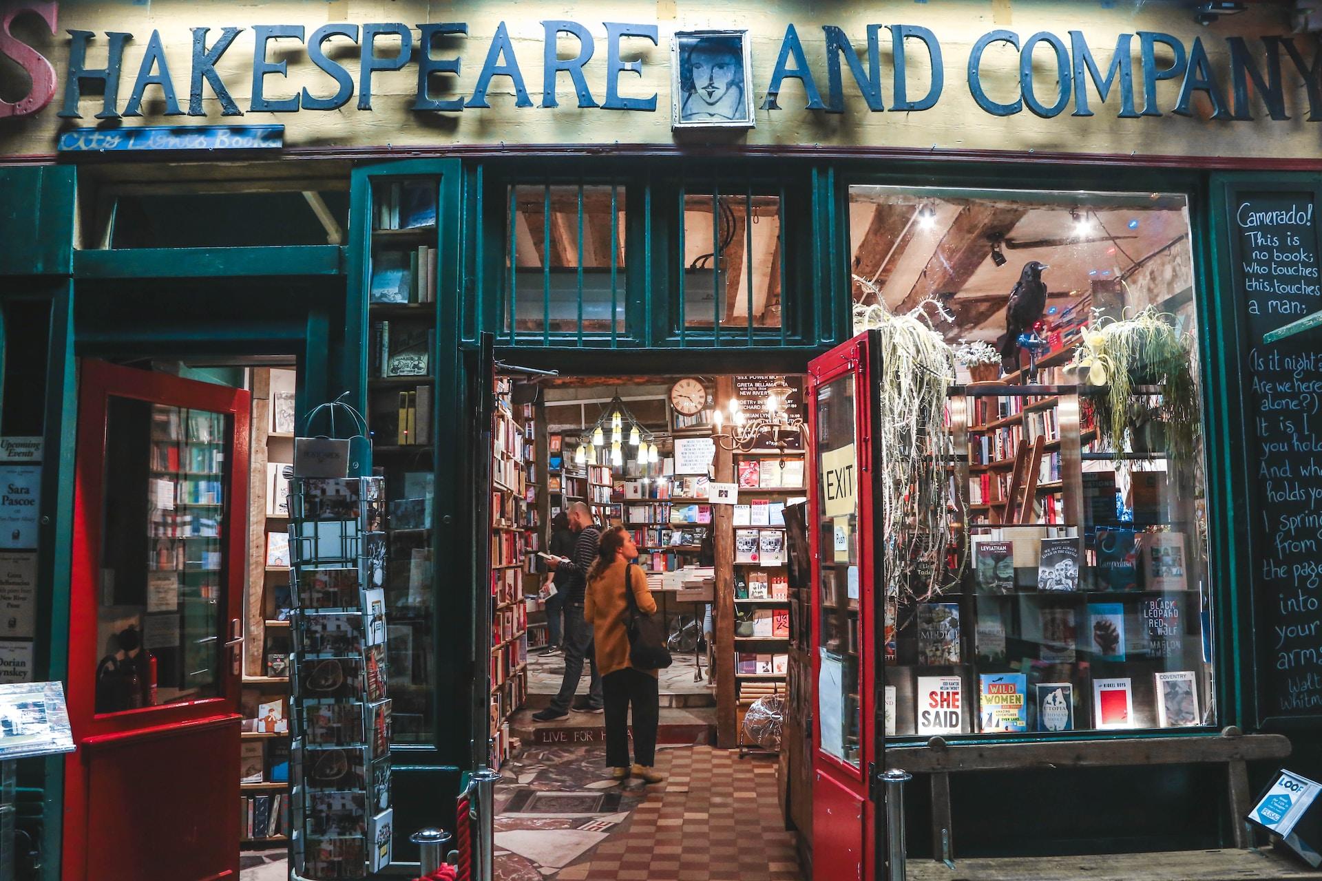 The front of Shakespeare and Company bookstore in Paris.