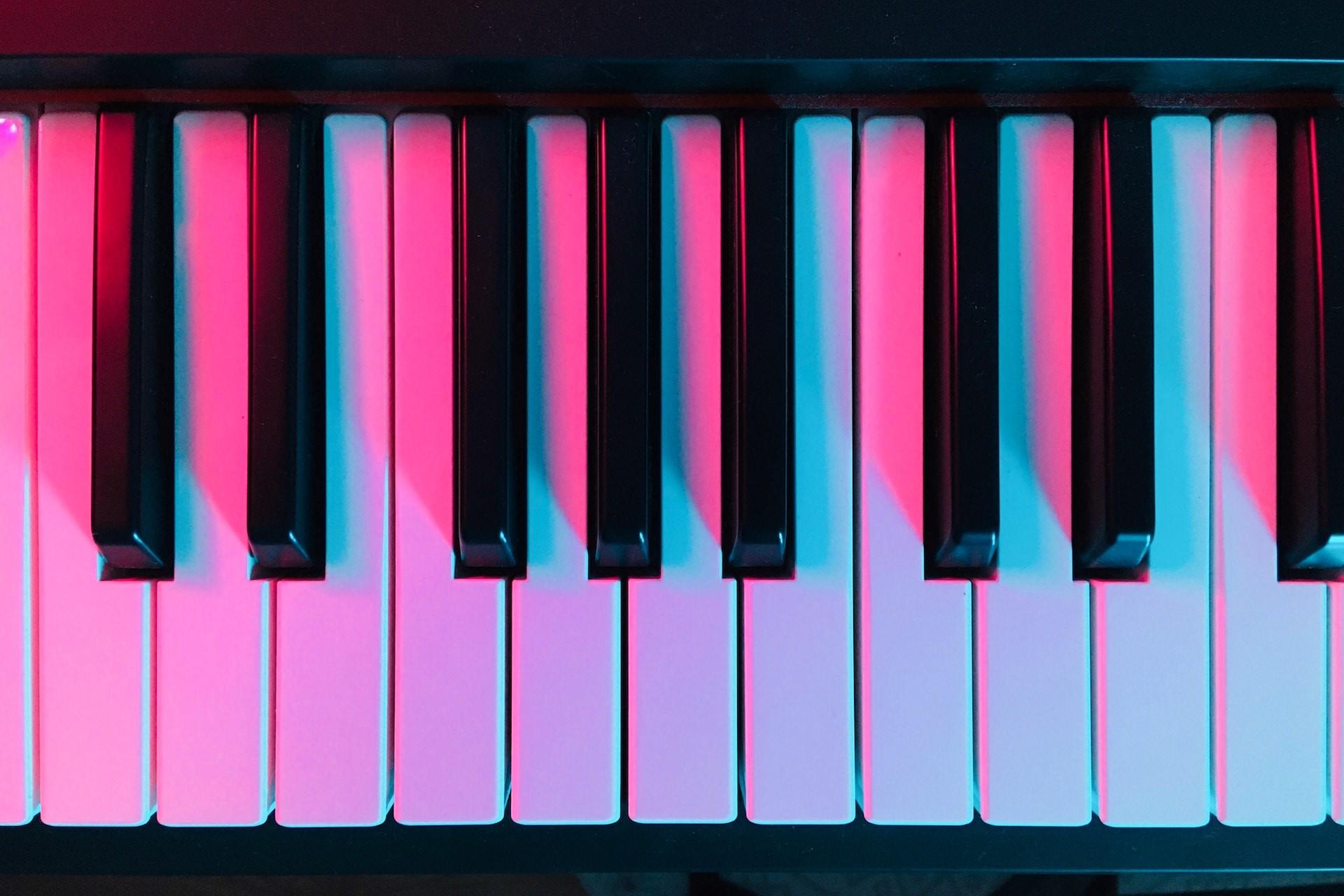 A closeup of piano keys.