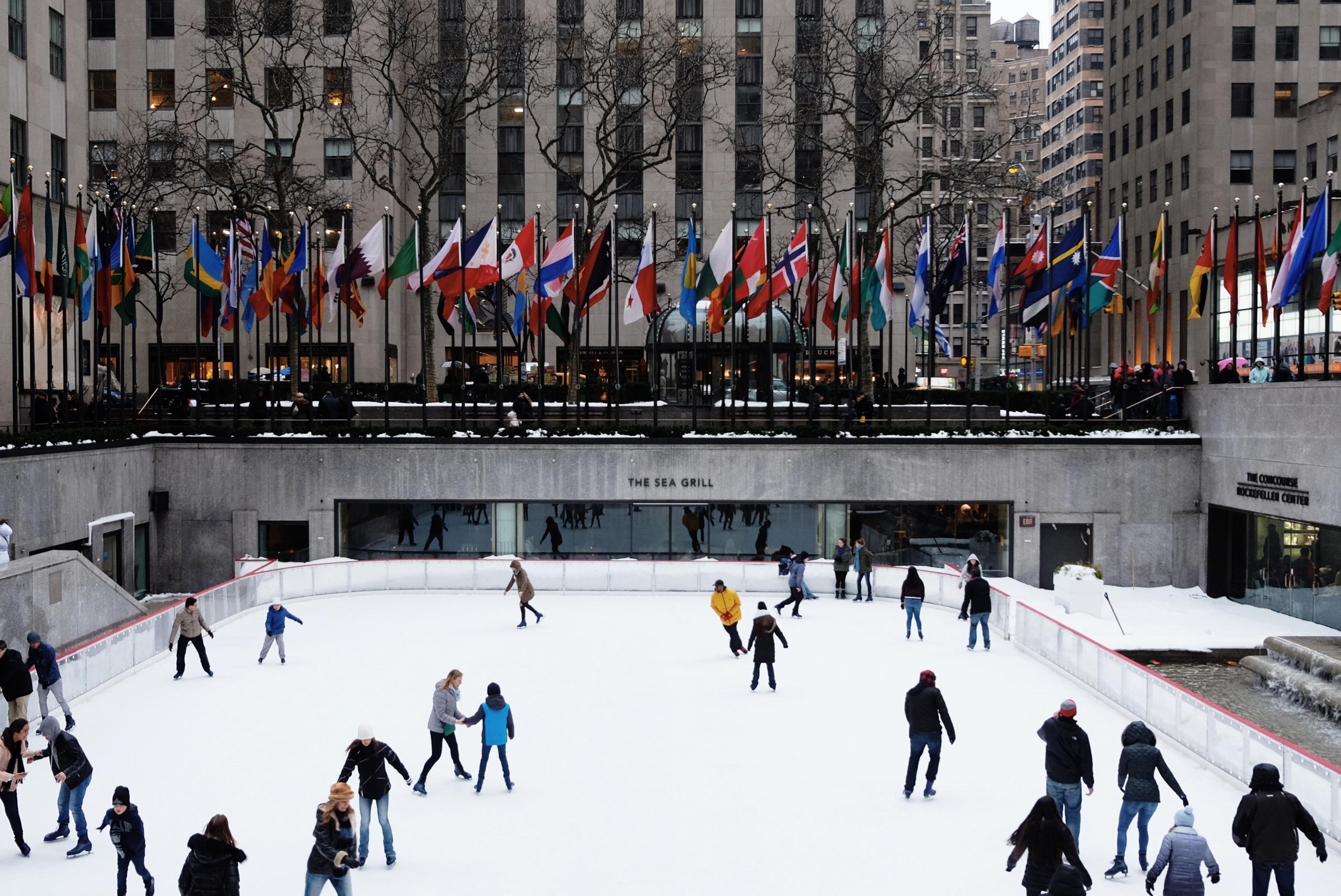 Ice skating at Rockefeller Center.