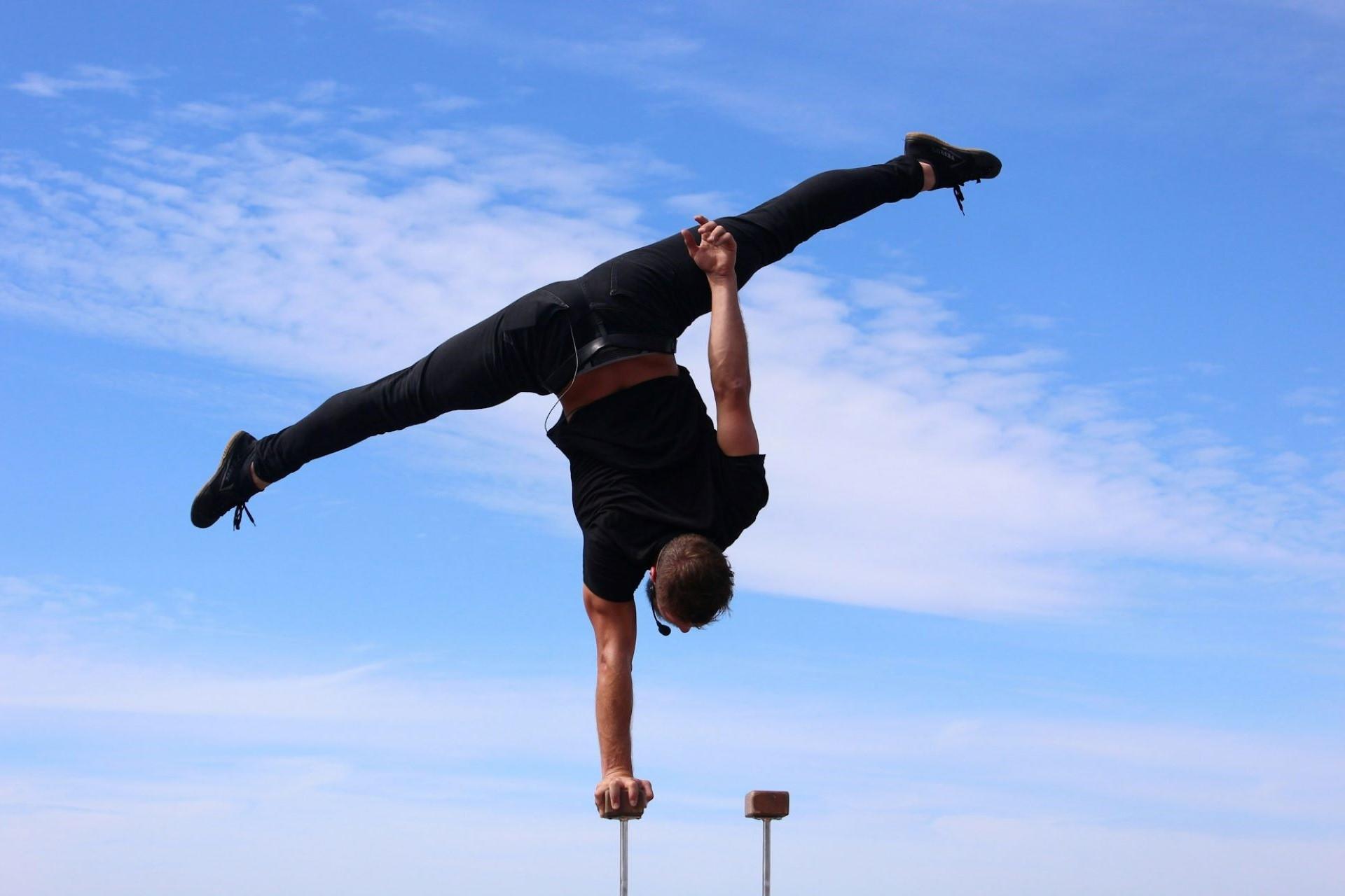 A man doing gymnastics.