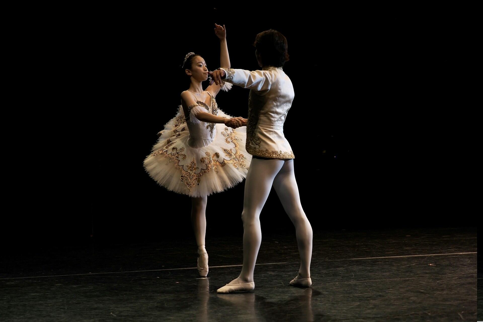 Ballet duo performing on a stage.