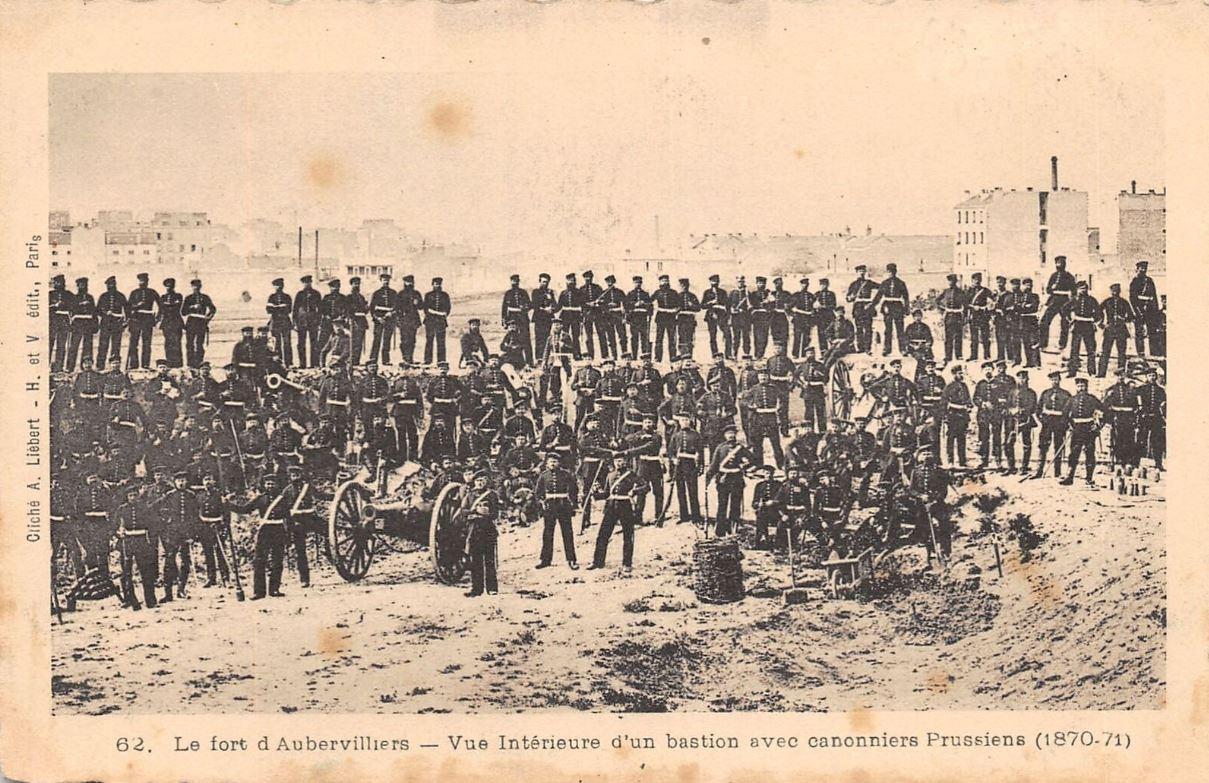 Photo of the troops stationed at the fort at Aubervilliers during the Franco-Prussian War.